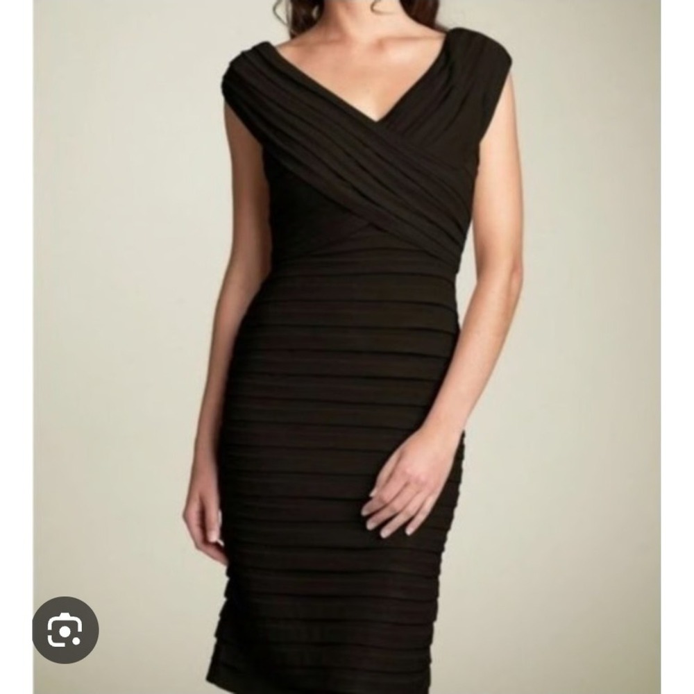 Tadashi Shoji Black Stretch Bandage Cocktail Party Dress Sz S‎ Sheath Gala Comfy - Picture 3 of 14